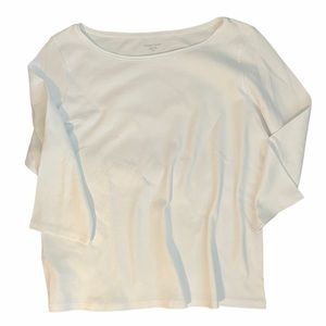 Eileen Fisher White 100% Organic Cotton Tee Large
